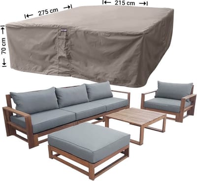 Raffles Covers loungesethoes - 275 x 215 H: 70 cm - RLS275215 - Waterdicht - Ademend - UV-bestendig - Elastisch rijgkoord - Beschermhoes tuinmeubelen