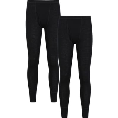 Mountain Warehouse Heren Merino Wol Base Layer Onderbroek (Set van 2) (Zwart)