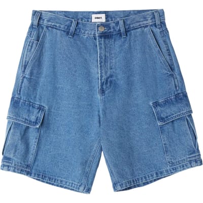bermuda Obey bigwig baggy denim cargo short - steen wassen indigo