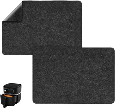 2 stuks - Hittebestendige matten - rechthoekig antislipvilt - siliconen aanrechtbeschermer - voor airfryer, koffiezetapparaat, broodrooster - 44×30cm - zwart
