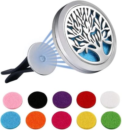 Aromatherapie Olie Diffuser voor Auto, Kantoor en Thuis - Magnetische Luchtverfrisser met 10 Navullingen en Geur Pads