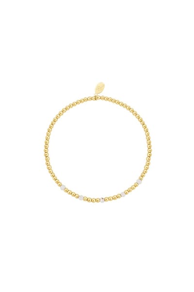 Bijoutheek Armband (Sieraad) elastic staal vierkanten steel balls kralen Wit