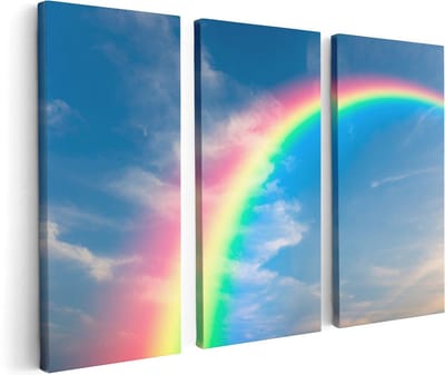 Artaza Canvas Schilderij Drieluik Regenboog - 120x80 - Foto Op Canvas - Canvas Print