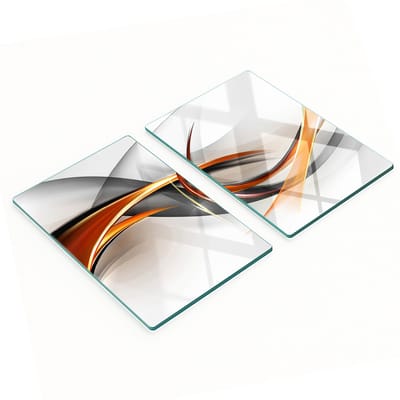Decoratieve glazen snij- en serveerplanken, abstract golfmotief, 2x40x52 cm