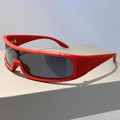 Klassieke Y2k Monoblock Zonnebril Mannen Stijlvol Laatste Punk Futuristisch Buiten Goggle Bril Stijlvol Gewikkeld Ronde Vorm UV400 Bescherming Oogbescherming 1PC gray