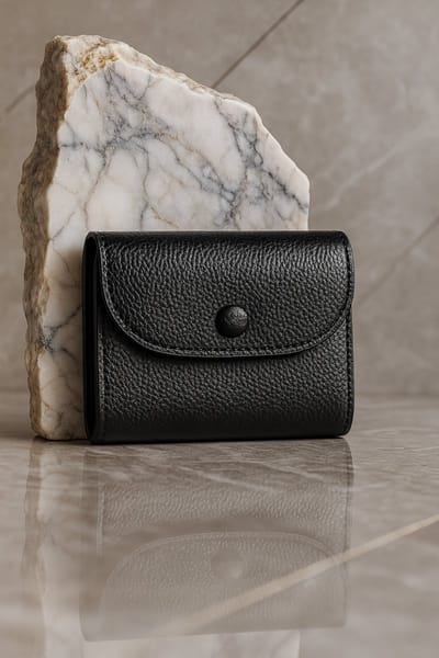 Lundholm Portemonnee Dames Zwart - Kleine Dames Portemonnee Compact - Kunstleer Portemonnee met Ritsvak & Drukknoop - 12 Pasjes - Lyngdal Serie - Scandinavisch Design