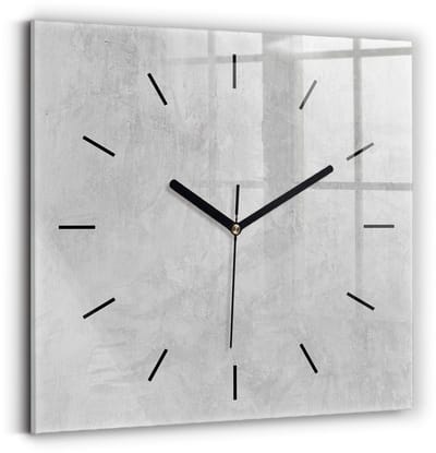 Wallfluent Wandklok - Stenen muur Stijlvolle Klok - 30 cm x 30 cm - Grijs Wandklok - Zwarte Handen - Wandklok Zonder Cijfers - Wandklok voor in de Keuken - Vierkante Glazen Wandklok - Scandinavisch Wandklok - Klok met Print