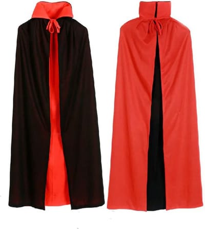 Halloween cape - Halloween verkleedkleding heren/vrouw - Kostuum - Kraag - Zwarte Cape 140 CM- Rode Cape