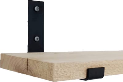 GoudmetHout® Wandplank Industrieel - 40 x 20 cm Muurplank - Eiken Hout - Decoratie Wandrek & Boekenrek - Hangplank Keuken - Wall Shelf + 2 Mat Zwarte Plankdragers van Staal