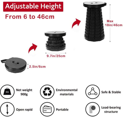 Dailygoods- Draagbare Kruk - Opvouwbaar - Antislip - Verstelbaar - Lichtgewicht - Draaggewicht tot 300 kg - Duurzaam PP materiaal - Vouwkruk