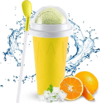 Slush puppy maker 300 ML Geel - Slush puppy maker - Slushy cup - Ijsvormpjes - Incl. eetlepel en rietje- Slush puppy machine voor thuis - Slush maker beker - Ijscrusher