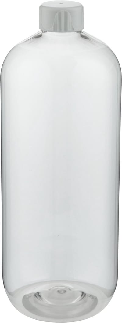 Lege plastic fles 1 liter PET transparant - met witte dop - set van 10 stuks - navulbaar - Leeg