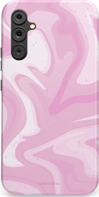 Casetastic hoesje geschikt voor Samsung Galaxy A34 (2023) 5G - Dubbellaagse bescherming - Zoet Roze Marmer - Fashion Case - Lichtroze Wit