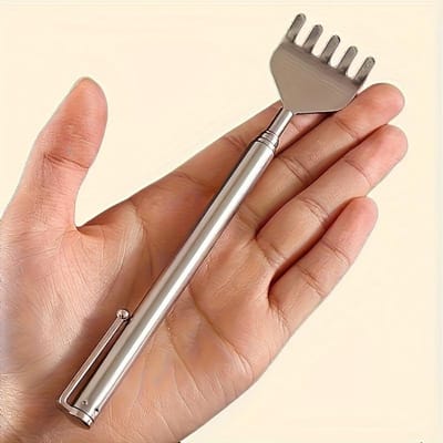 1 pièce Gratte-dos rétractable Acier inoxydable Réglable Outil de massage avec manche ergonomique, Démangeaison portable pour les zones difficiles à atteindre, Adapté au voyage brown