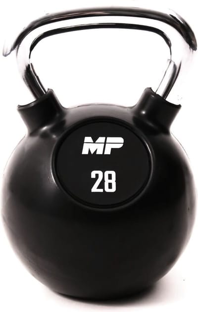 Muscle Power Rubberen Kettlebell - Zwart - 28 kg