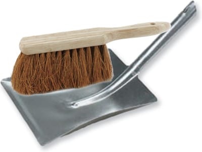 Buemag Stoffer en blik set voor buiten - zilver/naturel - verzinkt metaal - hout met kokosharen