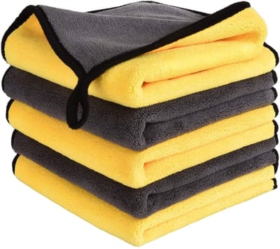 Set van 5 microvezeldoeken van 600 g/m² voor autoverzorging - Extreem absorberende en zachte poetsdoeken 30 x 40 cm