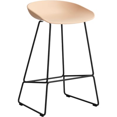 HAY About a Stool AAS 38 - zwart - Standaard glijders kunststof - Zithoogte 65 cm - pale peach 2.0