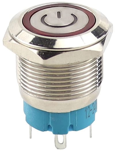 VT Goods - Metalen Vergrendeling Drukknop Schakelaar - 19mm - Waterdichte Ronde Schakelaar - Rode LED Licht - Auto Truck Boot - Duurzaam - Geschikt ..