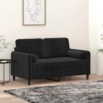 vidaXL - Tweezitsbank - met - sierkussens - 120 - cm - fluweel - zwart