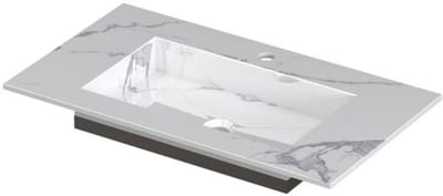 INK Post Wastafel Keramische Slab Envelop Bak met 1 Kraangat - 800x450x10 mm - Statuario Glans