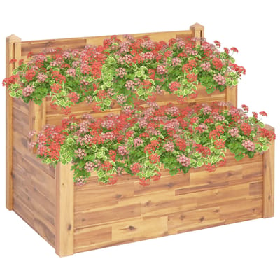 vidaXL - Plantenbak - 2-laags - 110x75x84 - cm - massief - acaciahout