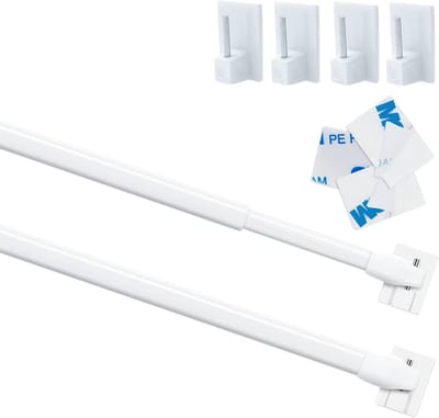 IMstore - Raamgordijnen - Zelfklevende Haakjes - Verstelbare Gordijnroedes - Wit - Ideaal voor Keuken - 30-50 cm - Geschikt voor DIY Projecten