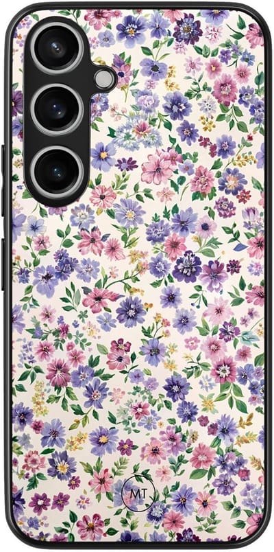Hoesje geschikt voor Samsung Galaxy A15 - Paarse bloemen - TPU Hard Case Backcover - Paars - Mooie Telefoonhoesjes
