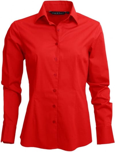 Leon & Soda Casual promo overhemd voor dames - rood - lange mouwen - katoen/polyester S