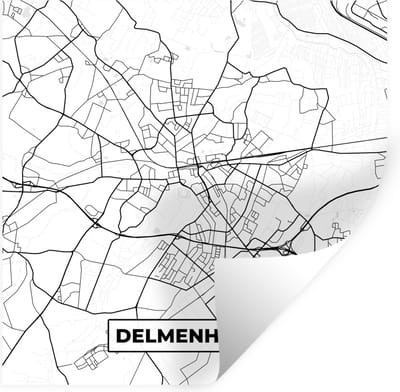 Muurstickers - Sticker Folie - Delmenhorst - Kaart - Plattegrond - Stadskaart - 100x100 cm - Plakfolie - Muurstickers Kinderkamer - Zelfklevend Behang XXL - Zelfklevend behangpapier - Stickerfolie