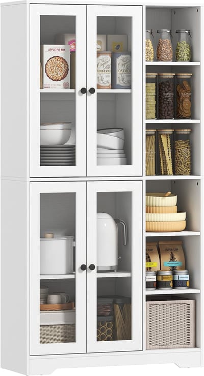 HOMCOM Keukenvoorraadkast Spaanplaat, MDF 90L x 35B x 172H cm Wit