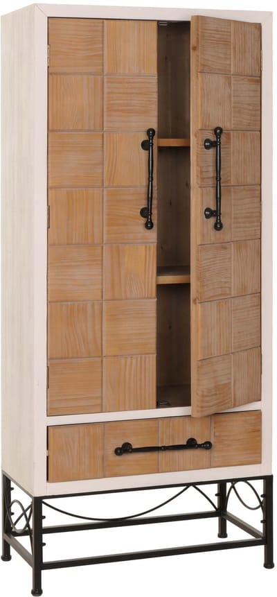 Hoge kast MCW-N30, boekenkast woonkamer met deuren en lade, massief hout MDF, 167x72x41cm