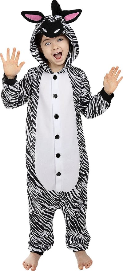 FUNIDELIA Zebra onesie - Zebra kostuum voor kinderen - 97 - 104 cm