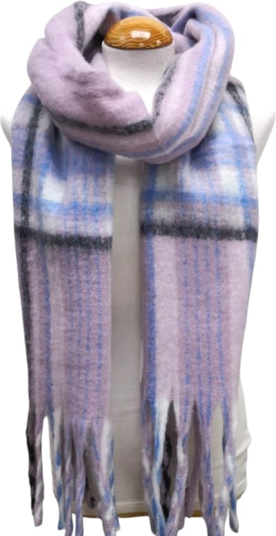 Lange Warme Sjaal - Dikke Kwaliteit - Lila - Blauw - 215 x 38 cm (225)