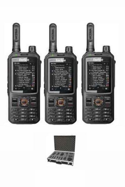Set van 3 Inrico T320 V2 4G LTE Zello Portofoon, GPS, Wifi met koffer