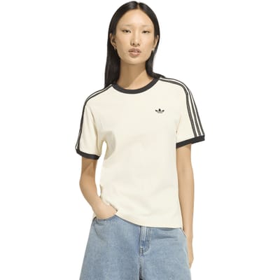 Adidas 3-stripes T-shirt T-shirts Dames - Wit - Maat XXL (50-52) - Katoen Jersey