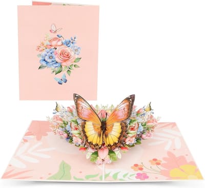 3D Pop-Up Verjaardagskaart met Vlinders en Bloemen voor Vrouwen, Genezing, Huwelijk en Jubileum