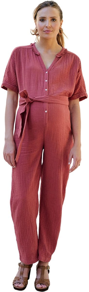 Envie de fraise Jumpsuit voor zwangere vrouwen van biologisch katoenen gaas