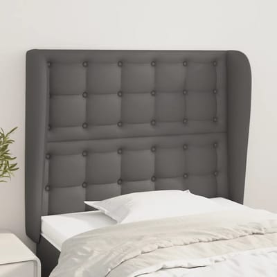 vidaXL - Hoofdbord - met - randen - 93x23x118/128 - cm - kunstleer - grijs