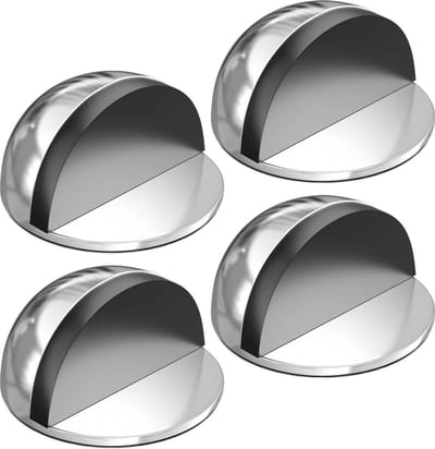 Deurstoppers vloer zelfklevend met rubberen buffers - roestvrij staal - deurvastzetter - deurvanger - harde vloeren - deuren bescherming - muren meubels - zilver