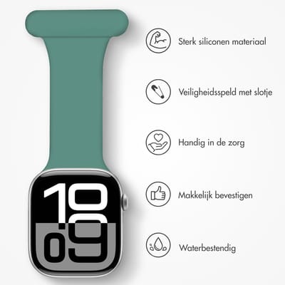 Verpleegkundige siliconen bandje - Geschikt voor Apple Watch 1, 2, 3, 4, 5, 6, 7, 8, 9, 10, 11, SE, Ultra (2 / 3) - 44/45/46/49 mm - Groen