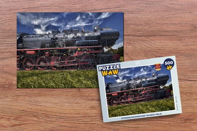 Puzzel Stoomlocomotief in een veld - Legpuzzel - Puzzel 500 stukjes