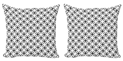 ABAKUHAUS Moderne decoratieve kussenhoes, 2 stuks, minimalistisch patroon, modern accent, dubbelzijdige digitale print, 45x45 cm, wit/zwart