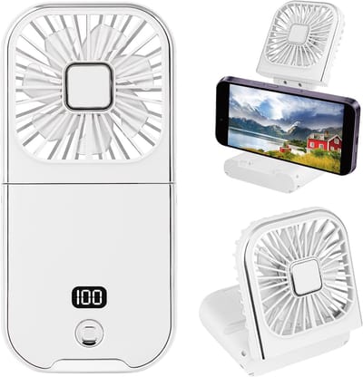 Mini Pocket Ventilator - Opvouwbare persoonlijke ventilator - Powerbank - Multifunctioneel - draagbare ventilator - 3000mAh Oplaadbaar - Met USB-oplaadbarer - 3 snelheden - 180° Opvouwbaar - Geschikt voor thuis en buiten - Wit