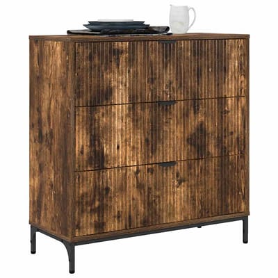vidaXL - Dressoir - Rook - Eiken - 79,5 - x - 33 - x - 82 - cm - Bewerkt - hout