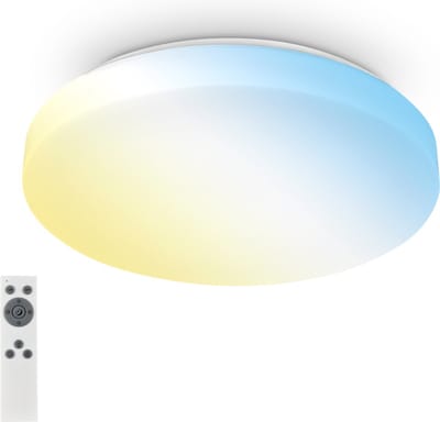 BRILONER Rowny - LED Badkamerverlichting - dimbaar - met afstandsbediening - plafonniére met CCT & nachtlichtfunctie - Ø39cm - Wit