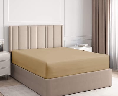 lubna Home Hoeslaken eenpersoons zacht katoen met elastiek rondom 90x200+30 cm-JERSEY- beige