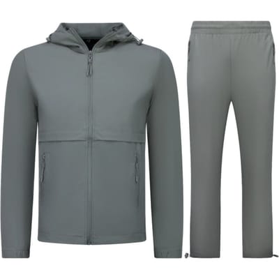 Dunne Tech Suit Heren - Zomerset Trainingspak Heren - Huispak Heren -1050 - Grijs