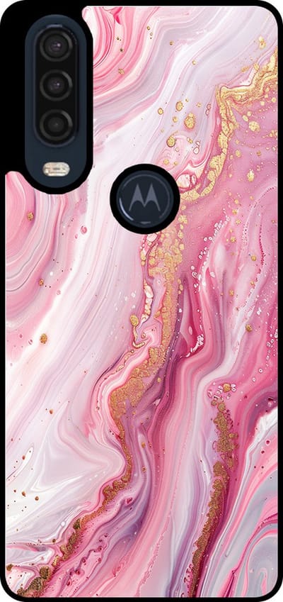 Smartphonica Telefoonhoesje Geschikt voor Motorola One Action met marmer opdruk - TPU backcover case marble design - Roze geschikt voor Motorola One Action