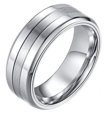 Zilverkleurige stalen heren ring Mat Glans 8mm-21.5mm
